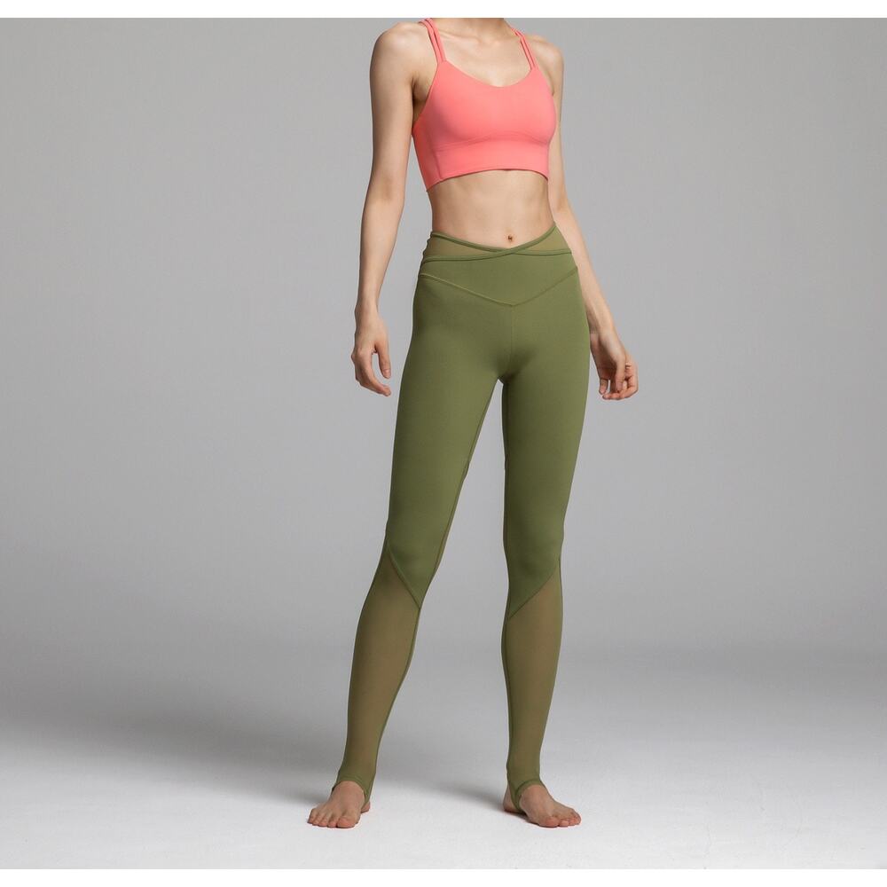 Lululemon Nulu Crisscross Mesh Stirrup Tight Green Leggings Sz 10 LW5ERXS - Picture 12 of 12